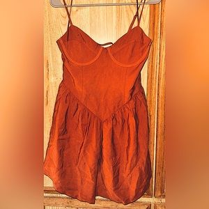 Women’s Tilly’s Mini Cocktail Dress Brand New Burnt Orange Color w Lace Up Back